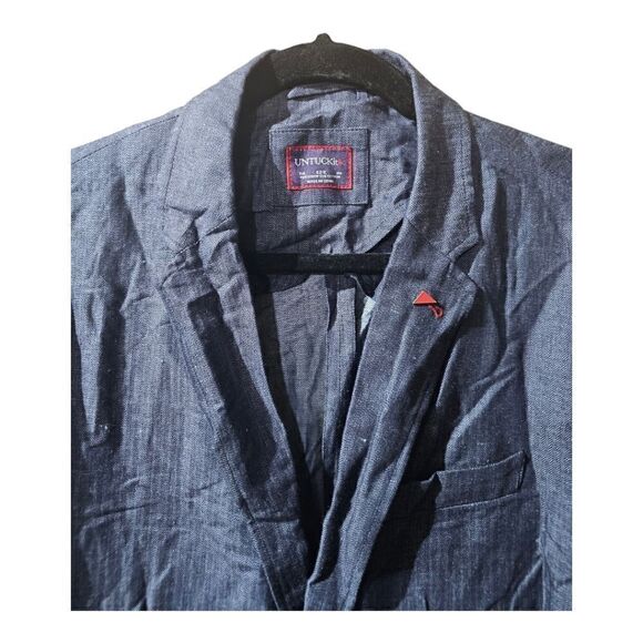 UNTUCKIT Cotton Linen Blend Blazer Jacket - Size 42R - Picture 3 of 8